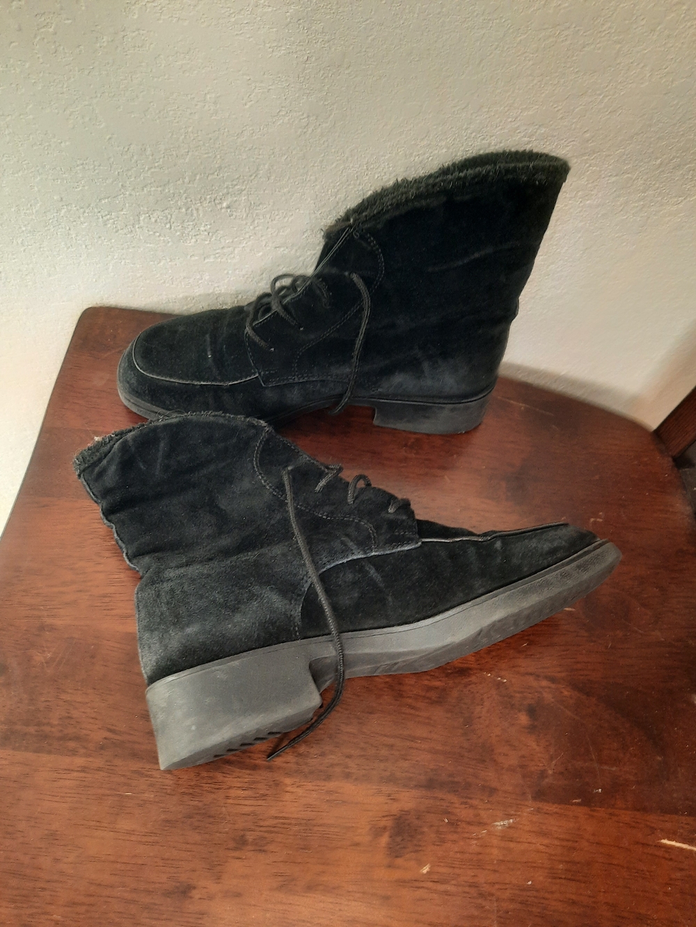 Women's Black Suede Lace-Up Boots - Picture 3 of 5